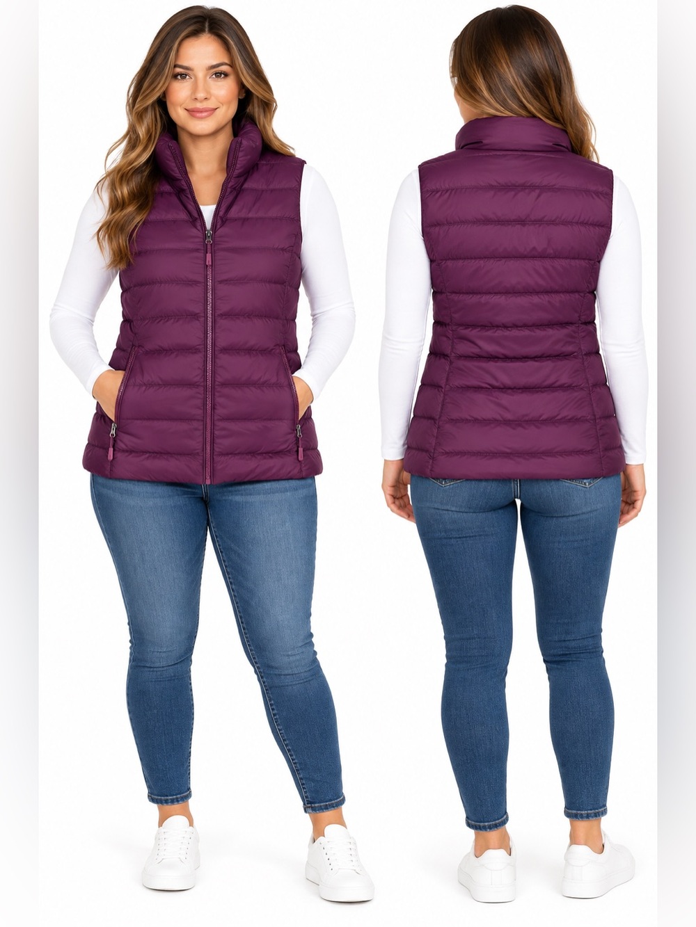 32 Degrees Women's Quilted Puffer Vest in Plum